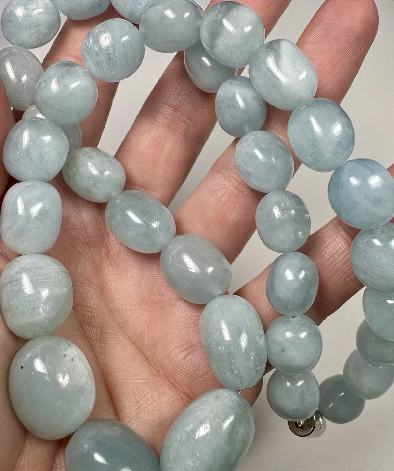 Blue Aquamarine Beaded Rhodium over Silver Necklace - Image 2 of 4