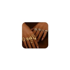 9Pcs Dainty Chunky Gold Knuckle Rings Set Stackable for Women, Gold-Silver