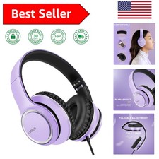 X8 Over-Ear Wired Headphones with Mic - Comfort  Sound Isolation in Dark Purple
