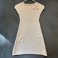 Cherokee Girl Medium Sweater Dress Silver Knit Flower Detail Cottagecore Holiday