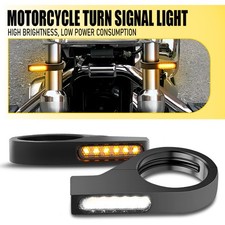 2x Front Motorcycle 39-41mm fork Turn LED Signal Light Amber White Indicator 12v