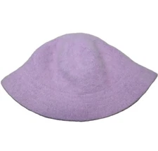 Women’s Lilac Fuzzy Bucket Hat Angora Rabbit Hair Blend Soft Fluffy Knit