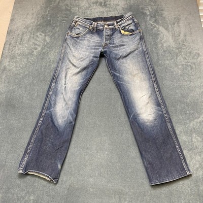 We Are Replay Jeans Mens 32 Blue Denim Medium Wash 5-Pockets Straight Leg