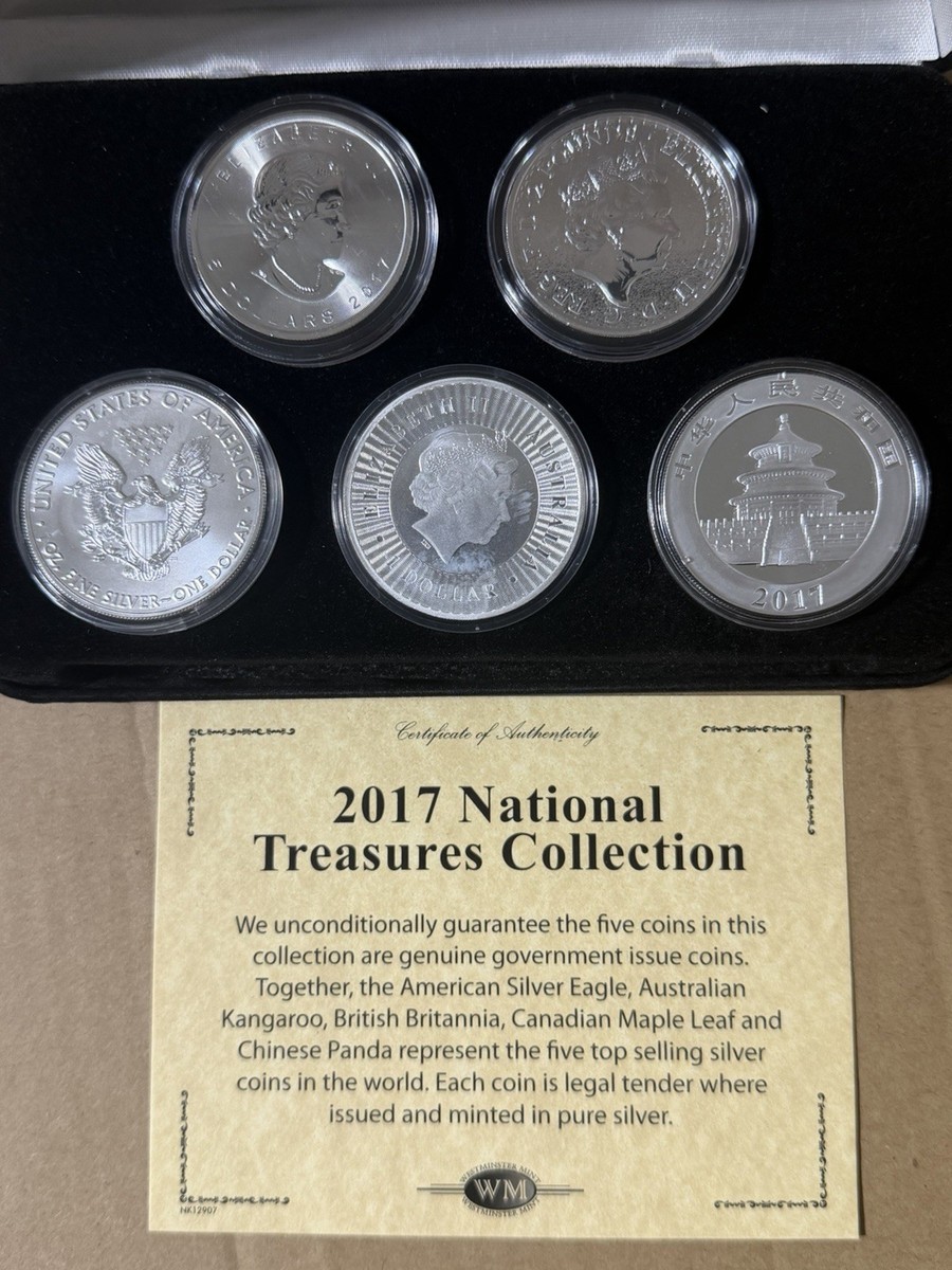 2017 Silver Coin Set ASE Maple Leaf Panda Britannia Kangaroo w
