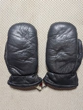 Vintage Weiss Snowmobile Winter Ski Mittens Gloves Black Leather Warm Size XS
