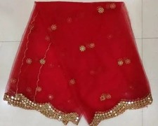 Bridal Mirror Net dupatta Indian traditional chunni Pakistani shawl Scarf