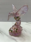 Vintage Fenton Lenox Iridescent Pink Glass Hummingbird Figure Hand-Painted