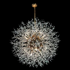 Compact Luxe Starburst Gold Crystal Chandelier 24"