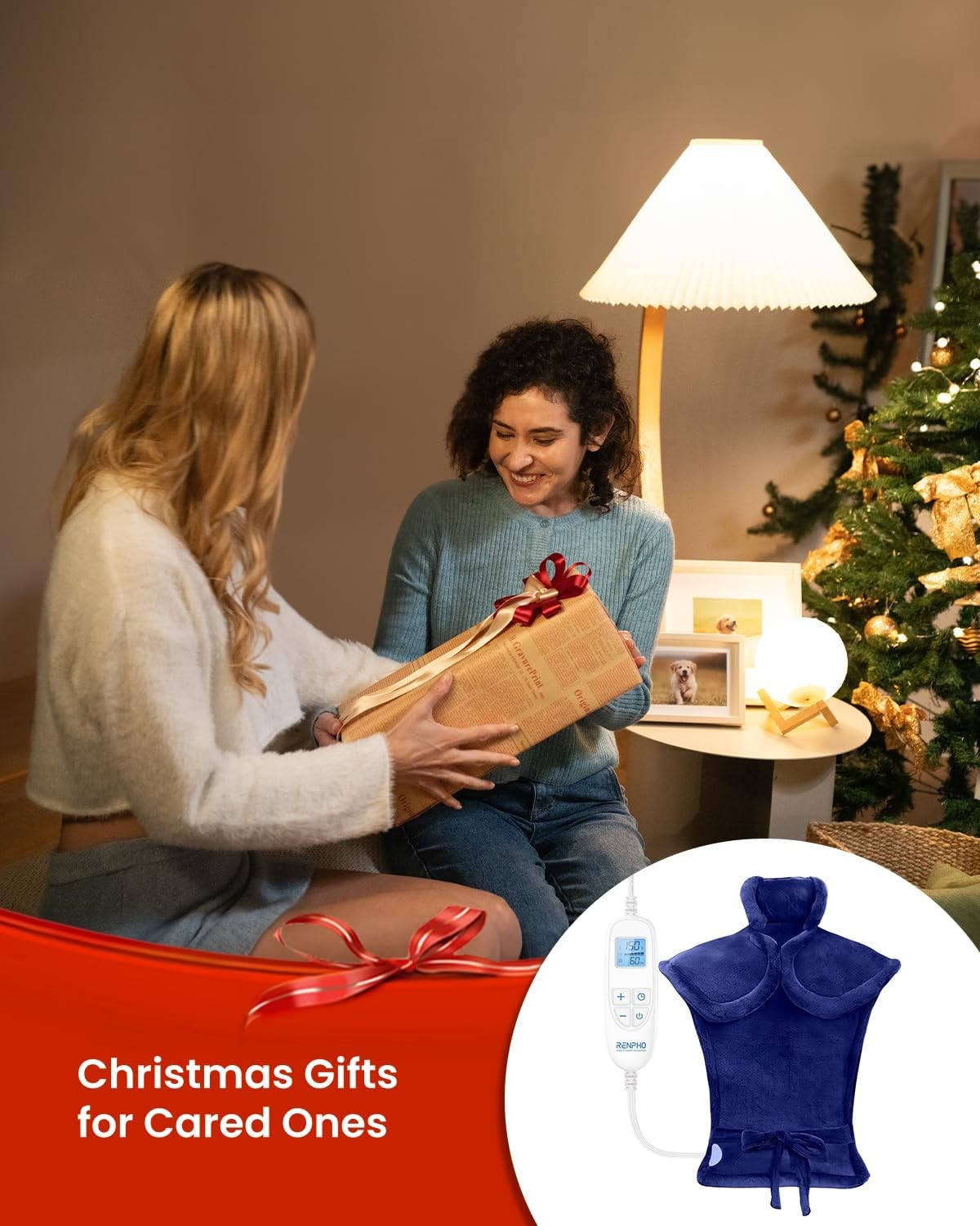 RENPHO Back Heating Pad for Pain Relief, Birthday 24x33, Dark Blue 