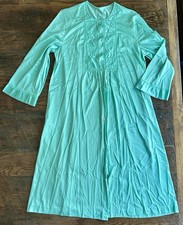 Vintage Satin Robe Gossard Artemis Size M Button Front Green Long Sleeve USA