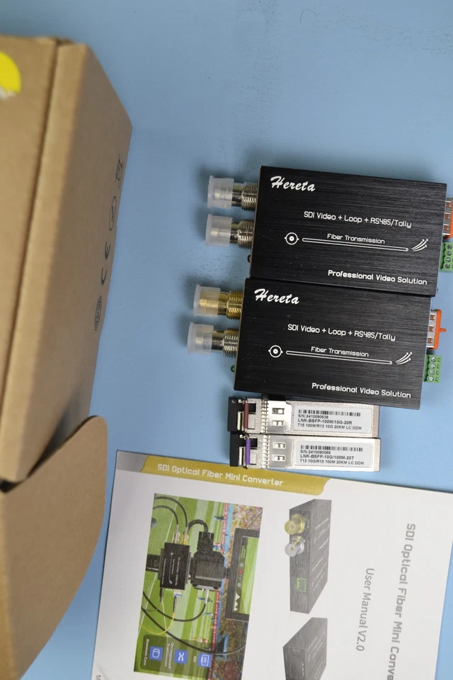 Mini convertidor de fibra óptica Hereta SDI video SDI + bucle + RS485 / recuento Foto 3 de 4