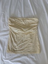 Pale Yellow Tube Top Built In Bra Size S Stretchy Cotton Women  s