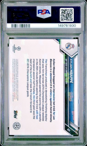 PSA 10 Kylian Mbappe 2025-26 Topps Now UCL #24 REAL MADRID - Hat Trick (3 Goals) - Afbeelding 2 van 3