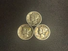Lot Of 3 1929 1934-D And 1936-S Silver Mercury Dimes F-XF