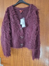 Strickjacke TOMIKO Gr S mit Strasssteinen Dunkel/Burgundrot