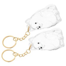 2 Pcs Dog Hair Keepsake Keychain Transparent Plastic Memorial Box Charms