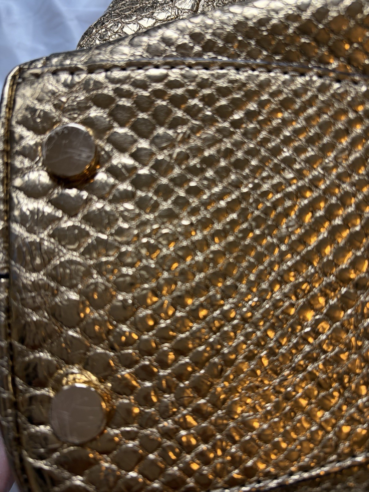 Michael Kors Metallic Gold Python Embossed Leathe… - image 16