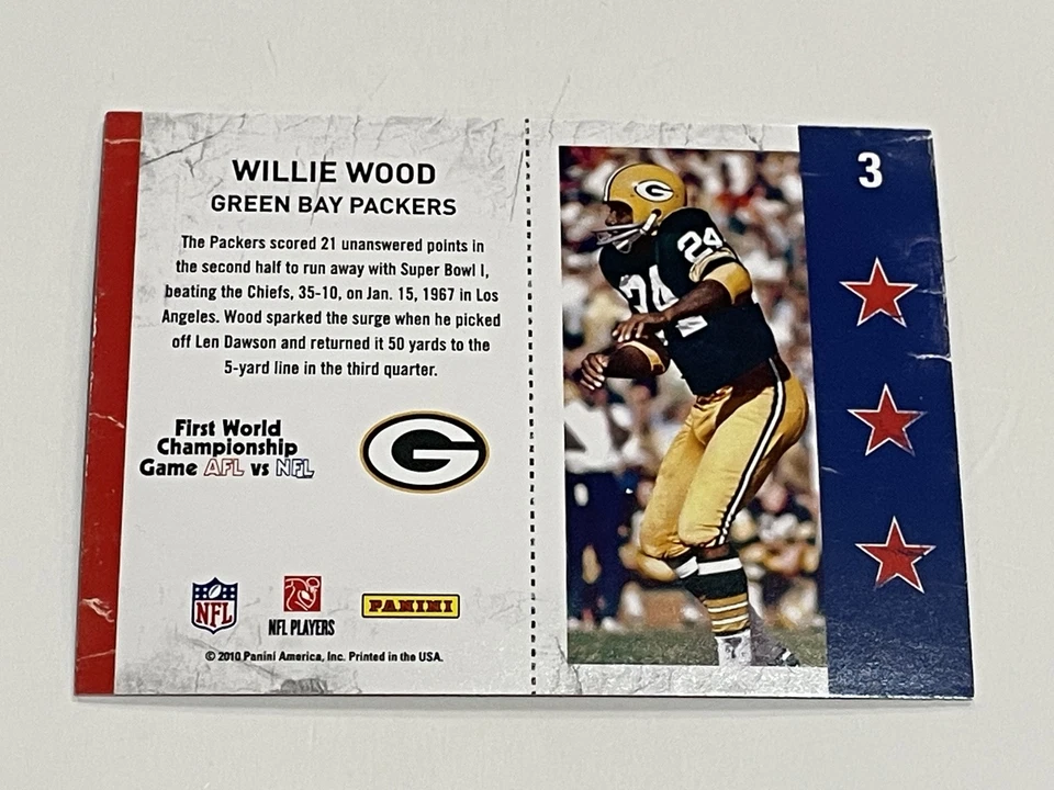 2010 Playoff Contenders Football Super Bowl Ticket - Willie Wood - Packers - Image 2 of 2
