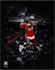 Dominique Wilkins Atlanta Hawks Signed 11" x 14" Reverse Dunk Spotlight Photo