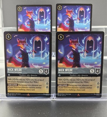 Disney Lorcana Nick Wilde - Persistent Investigator 187/204 Whispers Well 4 Card