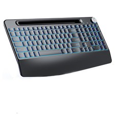 2.4G Wireless Silent Keyboard Rechargeable Backlit Phone Holder Wrist Rest