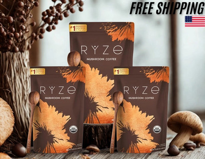 (Pack of 3) Organic RYZE Mushroom Coffee 30 Servings Per Pack [ Free shipping ]!