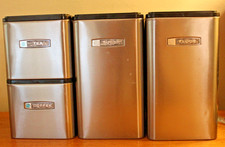 Vintage Masterware Stainless Steel Canisters Set of 4 Sugar Tea Coffee Flour