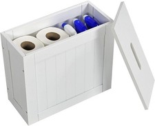 White Slim Bathroom Toilet Roll Storage Cabinet Shaker Tissue Holder Box Unit