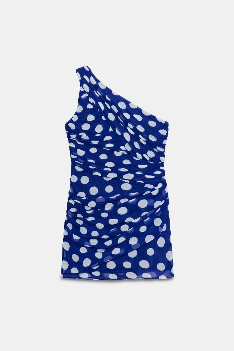 Zara Polka Dott Dress -Vestido Zara drapeado de lunares fiesta ocasión talla M