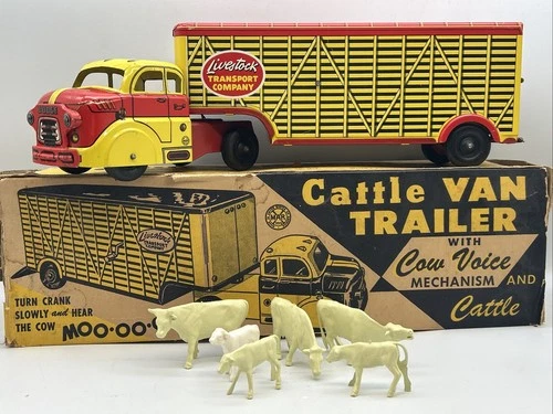 MTB- Vintage MARX Dodge Livestock Transport Company truck approx 15" W/ Cattle
