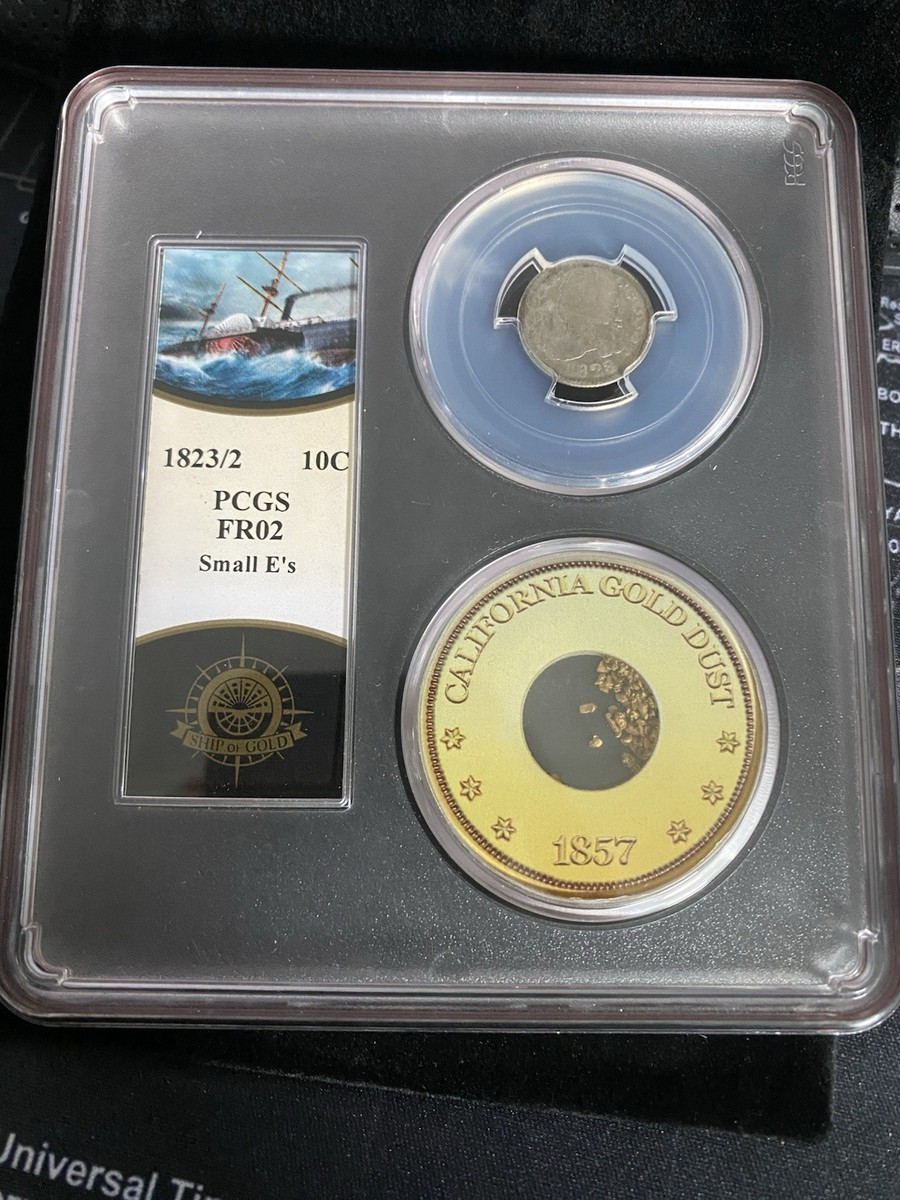 SS CENTRAL AMERICA 1823/2 CAPPED BUST DIME PCGS AG3 W/GOLD PINCH