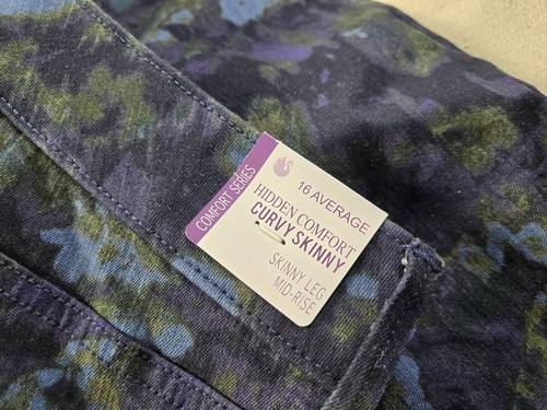 GLORIA VANDERBILT Women CURVY SKINNY Midnight Affair Night Floral SIZE 16 AVE - Afbeelding 5 van 7
