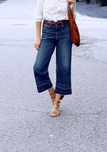 NWT Point Sur J.Crew Size 28 High Rise Cropped Wide Leg Jean raw hem pants jeans