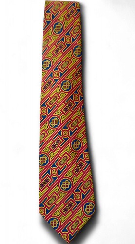 BOOK OF KELLS Ireland Celtic Knot Hand Made Tie Gold Blue Dublin Trinity Necktie - Picture 15 of 24