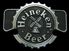 TA15148 VINTAGE 1970s HEINEKEN BEER ADVERTISEMENT BELT BUCKLE