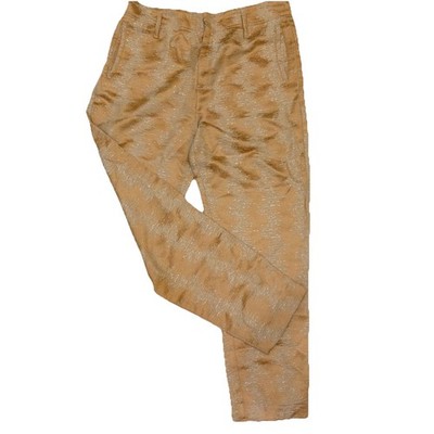 Forte Forte Pants Gold High Waist Jacquard Italian Linen Blend Sz 8-10 Chic Work
