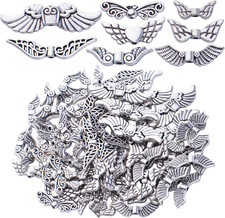Antique Silver Angel Wing Spacer Beads - Tibetan Alloy Fairy Wing Charm Beads fo
