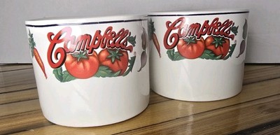 Set of 2 Vintage 1997 Campbell's Soup Mugs Gibson Vegetable Garden Large Cups