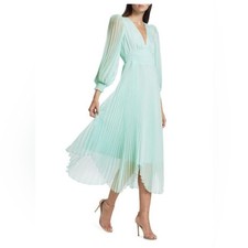 ALICE + OLIVIA NWT Sion Pleated Midi-Dress Julep size 8