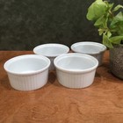 Set of 4 Pillivuyt 4oz Ramekins/Dessert Cups, France, Glazed White Porcelain