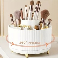 360° Rotating Makeup Organizer Cosmetic Storage Box Brush Holder Vanity Desk...