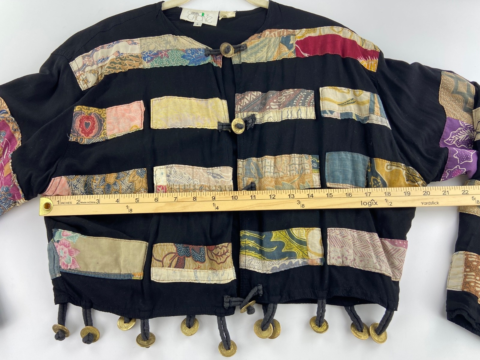 VTG 1980s CACHE Patchwork Cropped Jacket SZ  S Go… - image 8