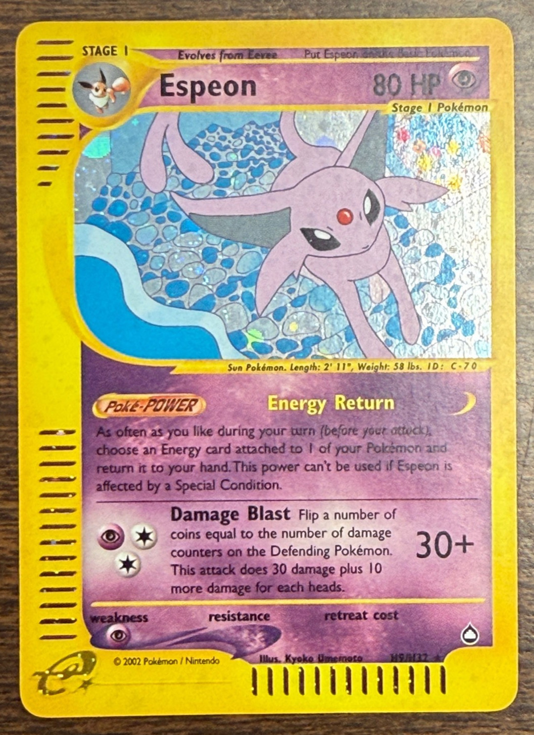 Pokemon Card - Aquapolis H9/H32 - ESPEON (holo-foil) - PL/NM