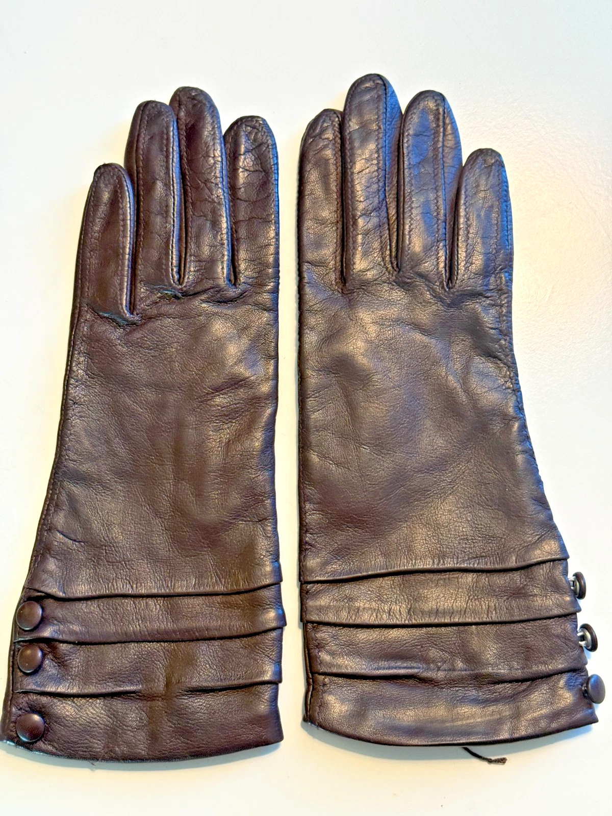 Nine West Genuine Dark Brown Genuine Soft Leather Gloves Women's Size S