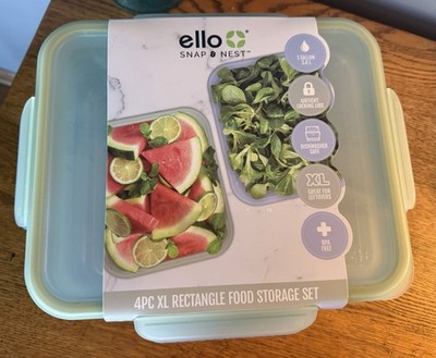 Ello Snap & Nest XL Food Storage Set 4pc 1 Gallon Airtight BPA Free Blue Sage