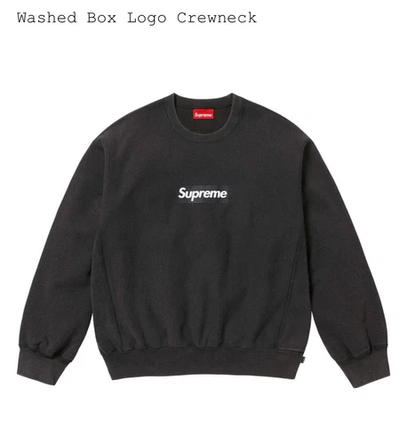 Taille S Logo Supreme Boîte Lavée Col Rond Noir COMMANDE CONFIRMÉE