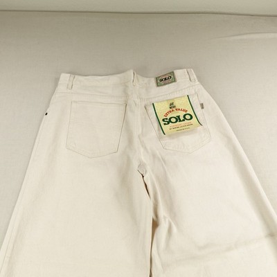 K　Solo semore ホワイト Vintage Solo Semore Jeans Mens 42 White Denim Wide Leg Baggy