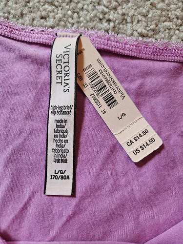 Victoria's Secret Panties VS Large Lg Lace Back High Leg Brief New NWT Purple - Picture 3 of 5