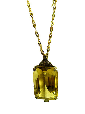 18,8 KT SMARAGDSCHLIFF GELBER TOPAS 0,10 KT DIAMANT IVS 14 K GOLD HANDGEFERTIGTER ANHÄNGER SEHR GUTER ZUSTAND