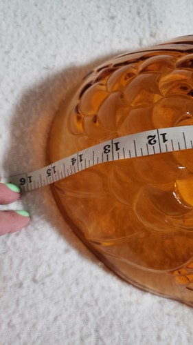 Large Vintage 1960 Amber Grape Dish Bowl Mid Century Glass Fruit Serving Bowl - Picture 4 of 5